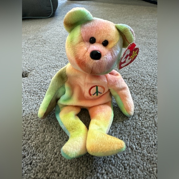 First Edition Peace Ty Beanie Baby Bear - Picture 1 of 7